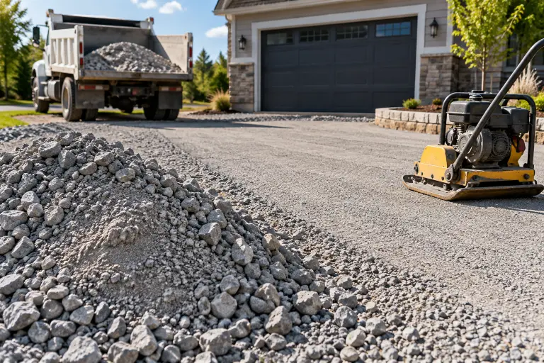 Crusher run and road base driveway construction