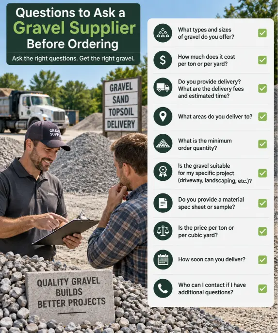 Checklist of questions to ask a gravel supplier before ordering